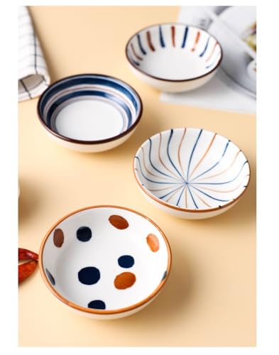 4 Pack 3 oz Small Soy Sauce Dish Ceramic Dipping Sauce Bowls - color: Cyan