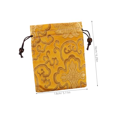 Kisangel Golden Silk Brocade Fortune Bag with Drawstring Closure - color: Golden