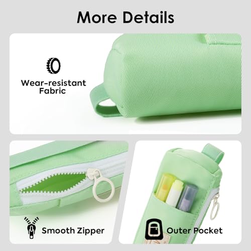 MoKo Elastic Pen Holder for Notebook, Adjustable Zipper Pouch, Green - color: Green
