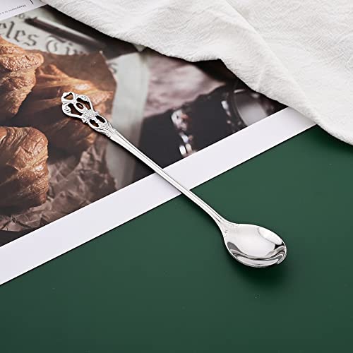 6 Pieces Long Handle Spoons, 7.2-inch Stainless Steel Ice Tea Spoons, Coffee Stirrers, Ice Cream Spoon, Cocktail Stirring Spoons, Shiny Silver Flatware Cutlery Set, Mirror Polished - size: Long Handle Spoon 6 Pieces