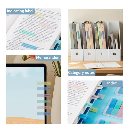 Golcellia Sticky Tabs, Soft Pastel Book Tabs for Notebooks, 300 Pcs - color: Yellow, Pale Purple, Pink, Mint Green, and Sky Blue