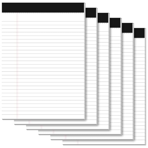 6 Pack Legal Pads 8.5 x 11 Writing Paper Tablets 8-1/2 x 11 White Note Pads - color: White 6