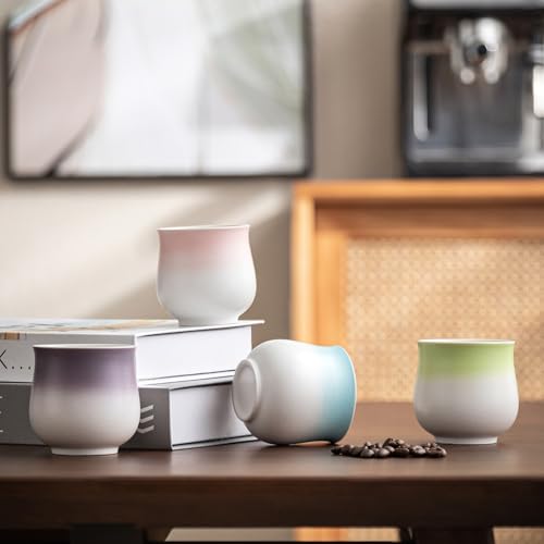 4-Oz Ceramic Espresso Cups Set - Multi-Color, Handle-Free Design for Home & Cafe | Dishwasher-Safe Stoneware Cups (Gradient Blue, 2) - color: Gradient Blue, size: 2