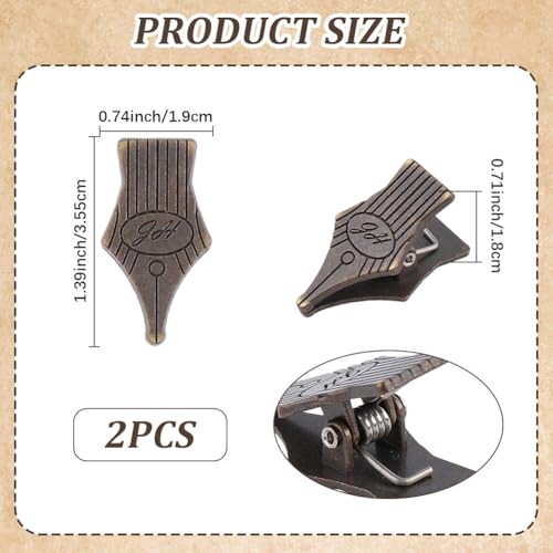 CRASPIRE 2Pcs Pen Nib Travelers Book Clips Vintage Metal Antique Bronze Journal Notebook Planner Holder Decorative Page Binder Clip for Tn Art Journaling Reading Photo Decoration Accessories - style: 2Pcs Pen Nib