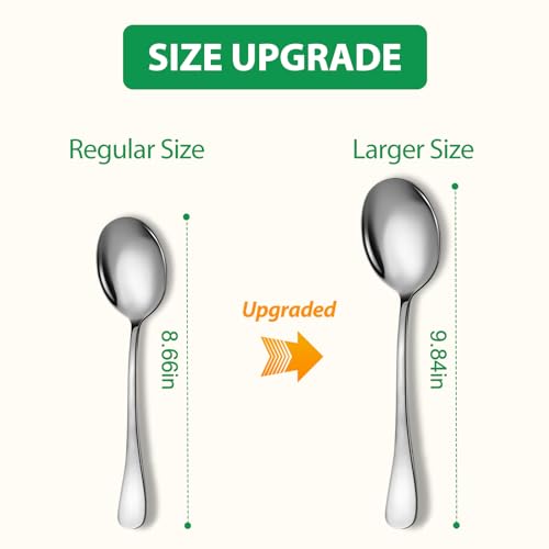 Serving Spoons Set, 8PCS, 10-Inch, Includes 8 Large Spoons - color: Silver, size: 8 Pieces (Large Only)
