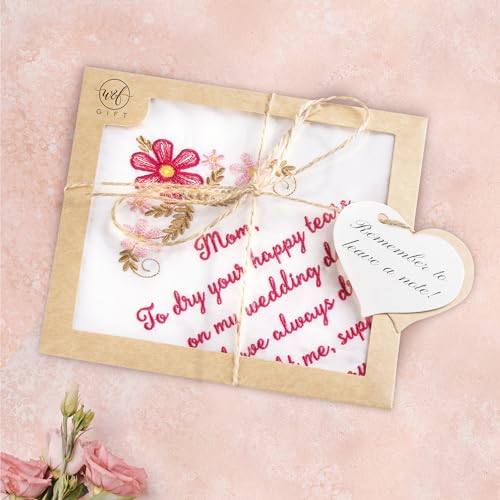Mother of the Groom Gift Wedding Handkerchief Something Blue - color: Mom X 1 (Red)