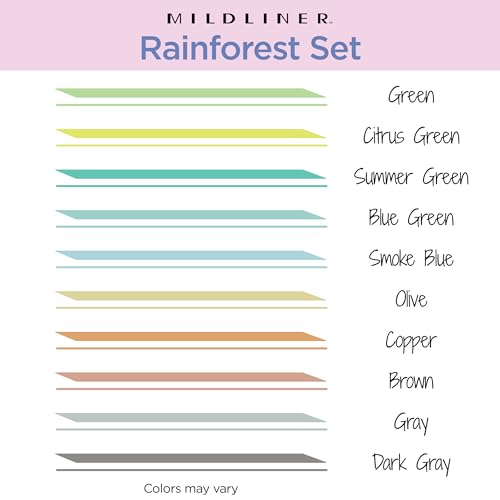 Zebra Pen MILDLINER No Bleed Highlighter, Rainforest, Dual Tip, 10-Pack - color: Cool and Refined B