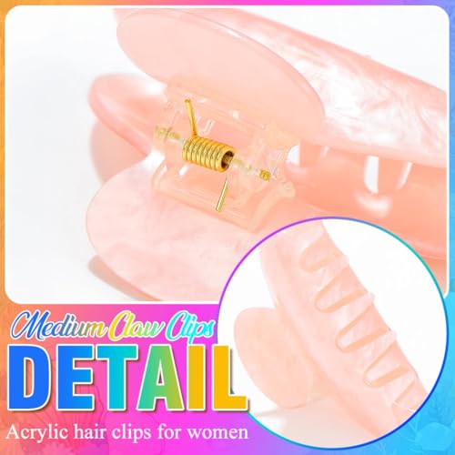BARTOSI Acrylic Claw Clips Cute Pink Hair Clips Medium Hair Claw Clip Hair Accessories for Women and Girls (Pack of 2) - color: Set 3