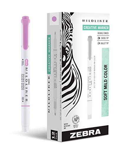 Zebra Pen MILDLINER No Bleed Highlighter, Magenta Color, Dual Tip, 12-Pack - color: Magenta
