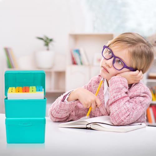 H4D 4x6 Index Card Holder with 100 Index Cards and 25 Dividers, Teal - color: Teal, size: 4"x6"