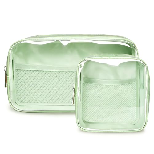 WLLWOO 2pcs Clear Makeup Bag Mini Cosmetic Pouch Travel Toiletry Organizer - color: 2pcs-Mint Green