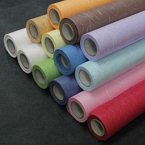 Korean Traditional Mulberry Paper, Colored Hanji Paper Roll, Natural Fiber Texture, Unyong (Brown, 10.4" x 787.4") - color: Brown, size: 10.4" x 787.4"