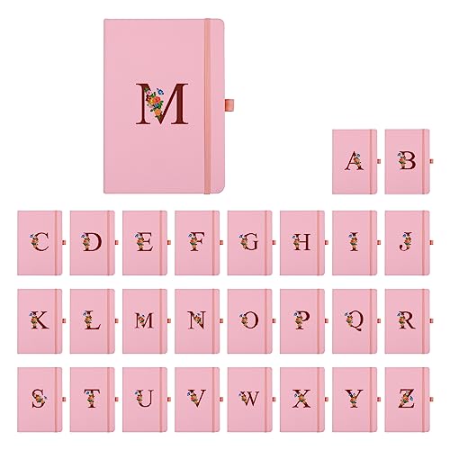 Pink Notebook for Women, 5.7"X8.3" A5 Journal Notebook with Letter H, Dual-Sided Writing Notebook with Dividers, Cute Leather Journal for Work, Business, School, Meetings, Travelers, Small Notebook - color: H