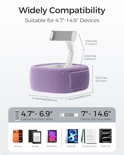 LULULOOK Tablet Pillow Stand for Kindle/iPad, Kindle Holder for Bed, Purple - color: Velvety Purple