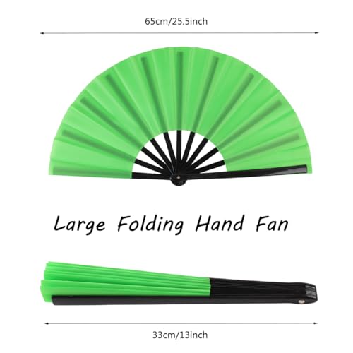 2 Pack Large Folding Hand Fan for Men/Women, Vintage Retro Fabric Fans, Chinese Kung Fu Tai Chi Hand Fan for Festival, Dance, Gift, Performance, Decorations (Green) - color: 2 Green
