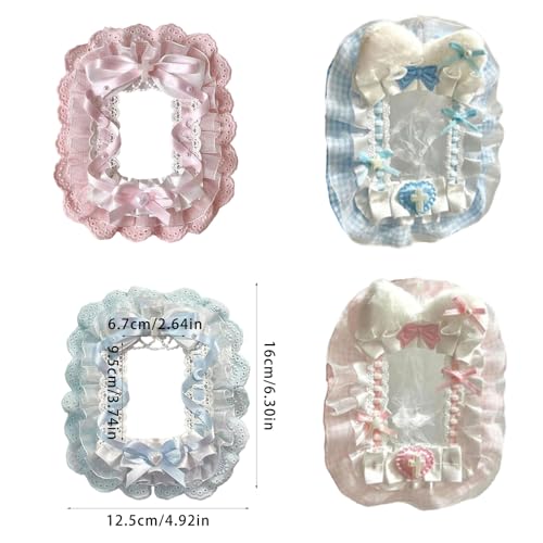 Photo Case Bows Design Photo Card Case Lace Storage Bag Bus Card Case Bows Protector Lace Photo Cover, A - color: A