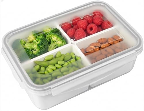 carrotez 4 Compartment Food Container - 4.6 Cup (1100ml) - color: White, size: 4 Compartment (4.6 Cup)