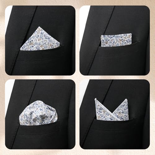 Cotton Floral Handkerchiefs for Men Wedding Evening Daily Work Prom - color: Blue,brown,white