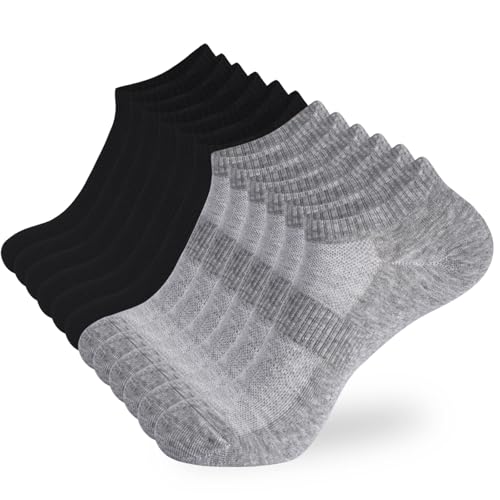 ATBITER 12 Pairs Ankle Socks Womens/Men Thin Low Cut No Show Athletic Socks - color: 12 Pairs 6black+6grey, size: Medium