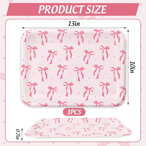 FYSUIMU 3Pcs Pink Bow Serving Tray Cute Bowknot Melamine Charcuterie Board Cheese Appetizer Board Snack Serving Platter for Home Bachelorette Party Food Supplies - style: Bow