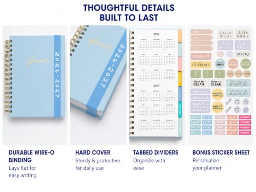 WORLD TRAVELER Academic Planner School Organizer Jul 2026-Dec 2027, 7"x9" - color: Blue