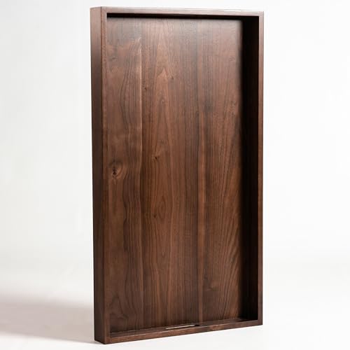 32"x18" Handmade 2XL Black Walnut Wood Ottoman Tray with Handle - size: 32" x 18" x 2.4"