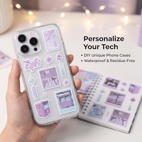 Japanese Sticker Book for Journaling and Scrapbooking, 30 Sheets Kawaii Y2K Aesthetic Paper Stickers for Junk Journal Supplies, Planner Decor, Collage, Vision Board and DIY Crafts, Monsoon Mailbox - color: Monsoon