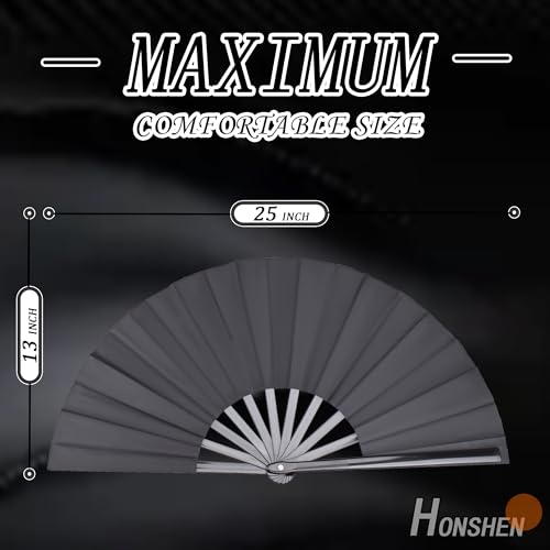 Folding Fan - Chinese Hand Fan, 13 inch Nylon-Cloth Performance Fan - color: Black
