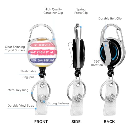 2 Pack Be Yourself ID Badge Holder with Clip Badge Reels - color: 2 Pack-be Yourself