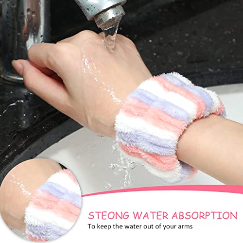 Chuangdi 4 Pairs Wrist Bands for Washing Face Microfiber,Vivid Colors - color: Vivid Colors