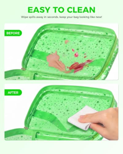 Star Clear Makeup Bag, Waterproof Travel Cosmetic Bag Toiletry bag,Green - color: Green