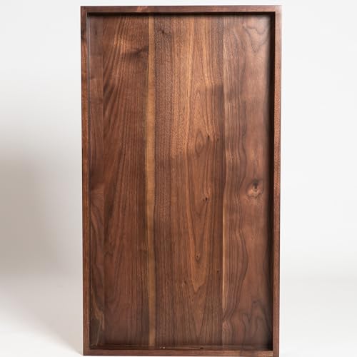 32"x18" Handmade 2XL Black Walnut Wood Ottoman Tray with Handle - size: 32" x 18" x 2.4"