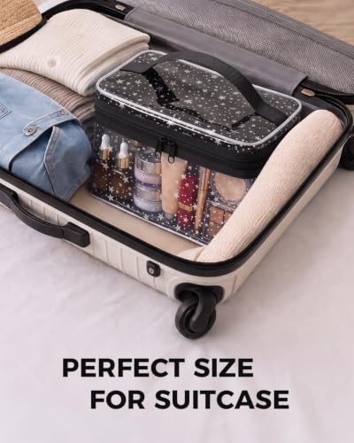 Star Clear Makeup Bag, Waterproof Travel Cosmetic Bag Toiletry bag,Black - color: Black