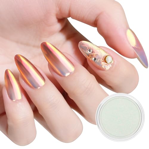 Artdone Red Aurora Chrome Nail Powder, Iridescent Unicorn Powder Metallic Mirror Effect Pigment Pearlescent Mermaid Pearl Glitter Dust Kit, Nail Art Decoration, Resin Craft - color: 1 Jar - Red Aurora