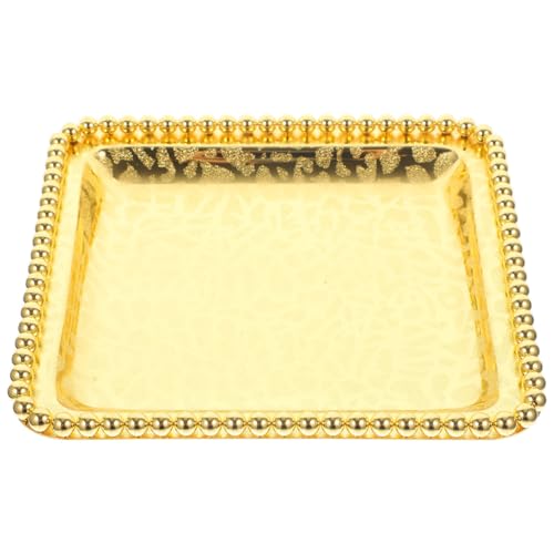 Amosfun Vintage Metal Food Tray 7.08 inch Desktop Serving Dish for Dried Fruit Dessert Snack Candy Appetizer Plate for Family Holidays Weddings Parties