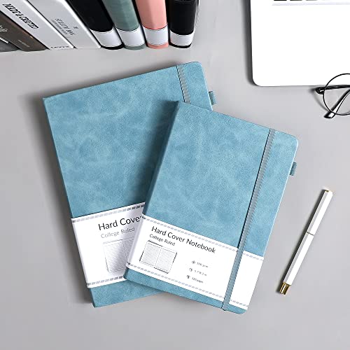 CAGIE Lined Journal Notebook, 320 Pages College Ruled Notebook, 100 Gsm Paper Thick Journal, B5 Hardcover Leather Journals for Writing Women Men, 7.6x10 In, Blue - color: Blue, style: Lined B5