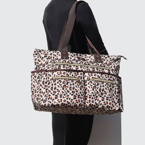 Weekender Bag Carry On Bag Overnight Tote Travel Duffle with 13 Pockets for Travel,Work，Gym,Beach,Teacher,Nurse - color: Brown