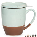 Bosmarlin Ceramic Tea Cup with Infuser and Lid, 16 Oz, Steeping Tea Mug with Strainer, Dishwasher and Microwave Safe (Mint Blue) - color: Mint Blue