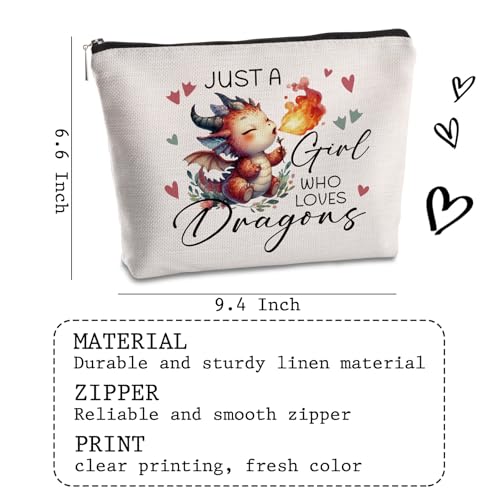 Dragon Gifts For Women Makeup Bag Just a Women Who Loves Dragons Travel Zipper Pouch Dragon Themed Christmas Graduation Birthday Gifts for Daughter Sister Friend Animal Lovers - color: Just a Women Who Loves Dragons