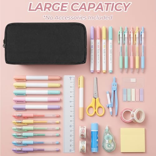 Della Gao Large Pencil Case, Big Capacity Pencil Pouch with 2 Compartments - color: DellaGao-WJ001BK