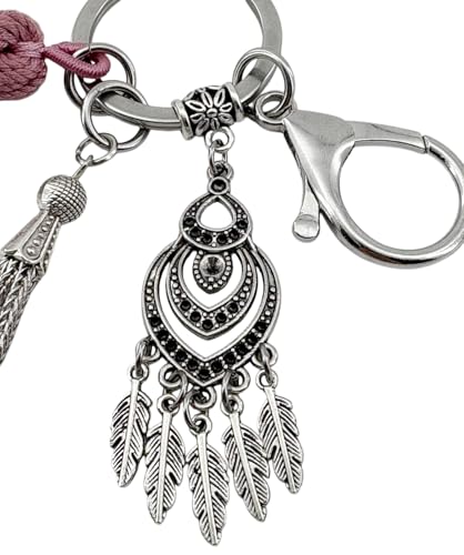 Boho Keychain, Tassels, Purse Charms for Handbags, Gift for Women - color: Silver