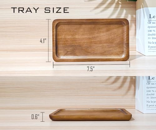 Small Wooden Mini Tray (7.5 x 4.1 inch), Rectangular Serving Tray - color: Rectangular - Brown, size: 7.5" x 4.1" x 0.6"