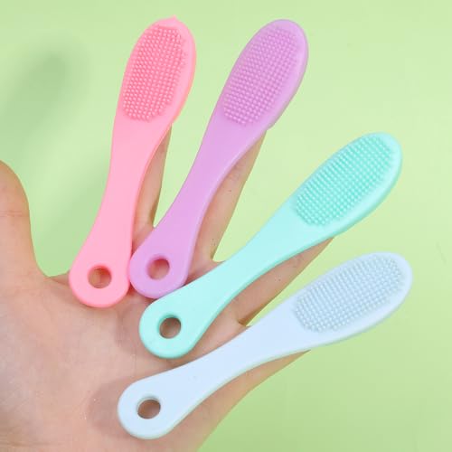 3PCS Portable Silicone Nose Cleansing Massage Brush Finger Shape Cleansing Pore Face Nose BlackheadSkin Care Tools,10.5 * 2.5cm (Light Blue) - color: Light Blue