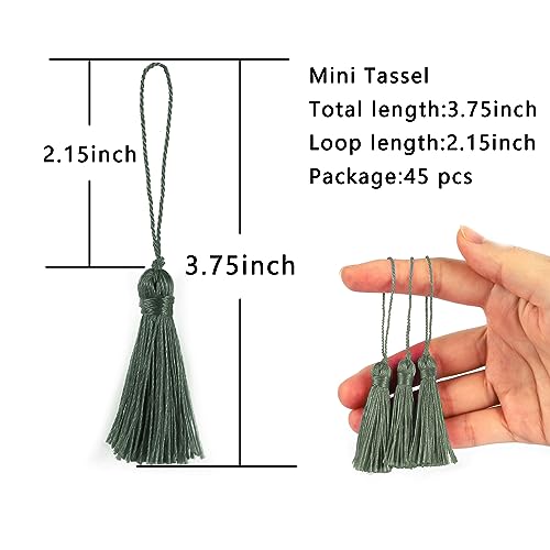 BEL AVENIR 45 pcs Mini Bookmark Tassels 3.75inch Silky Key Tassel - color: Soft Grey