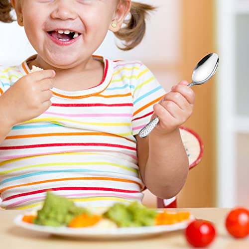 LIANYU 9PCS Kids Spoons Silverware Set, Stainless Steel Toddler Spoons - color: Silver
