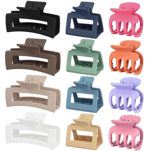 SMKSL 12 Pcs Hair Claw Clips for Women & Girls 3 Styles Hair Accessories - color: Multicolor