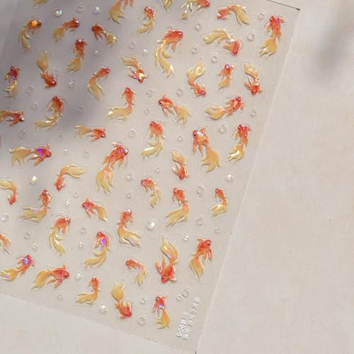 5D Embossed Under The Sea Stickers for Nail Art, Jelly Fish - style: to4906