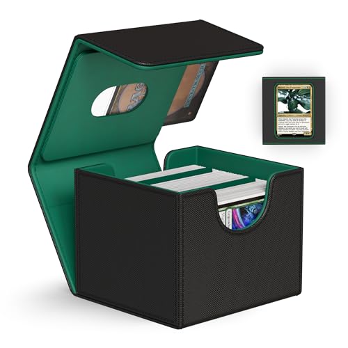 ZLCA MTG Commander Deck Box Holds 110+ Double Sleeved Cards - color: A1-Black& Dark Green, size: A-Horizontal-Commander