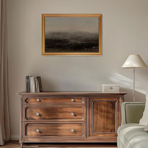 Gold Framed Wall Art Vintage Landscape Farmhouse Dark Canvas Print Decor - color: Vintage landscape 2, size: 16"x24"