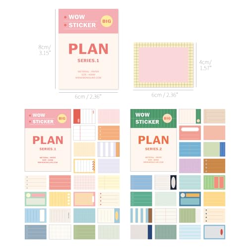 Monolike Big Wow Sticker Plan Series.1 + Series.2 Set - Big Size Cute Stickers, Square Stickers - color: Big Plan Series.1 + Series.2